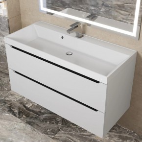 Тумба под раковину Uperwood Tanos 100 см, подвесная, белая/графит в Надыме - nadym.ok-mebel.com | фото 10