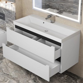 Тумба под раковину Uperwood Tanos 100 см, подвесная, белая/графит в Надыме - nadym.ok-mebel.com | фото 9