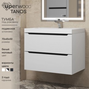 Тумба под раковину Uperwood Tanos 70 см, подвесная, белая/графит в Надыме - nadym.ok-mebel.com | фото 3