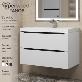 Тумба под раковину Uperwood Tanos 80 см, подвесная, белая/графит в Надыме - nadym.ok-mebel.com | фото 3
