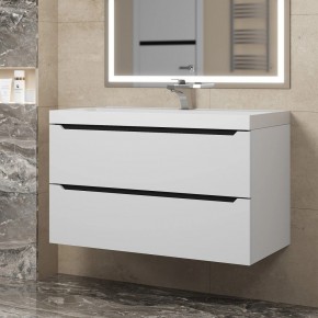 Тумба под раковину Uperwood Tanos 90 см, подвесная, белая/графит в Надыме - nadym.ok-mebel.com | фото