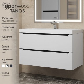 Тумба под раковину Uperwood Tanos 90 см, подвесная, белая/графит в Надыме - nadym.ok-mebel.com | фото 3