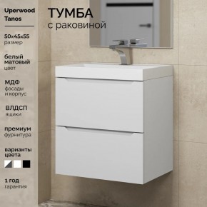 Тумба с раковиной Uperwood Tanos 50 см, подвесная, белая матовая в Надыме - nadym.ok-mebel.com | фото 5