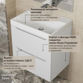 Тумба с раковиной Uperwood Tanos 50 см, подвесная, белая матовая в Надыме - nadym.ok-mebel.com | фото 6