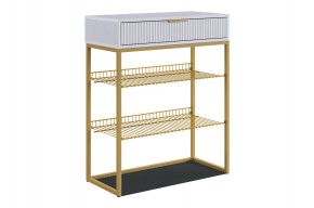 ВЕЛЬВЕТ Обувница (белое дерево/белый матовый/золото) в Надыме - nadym.ok-mebel.com | фото